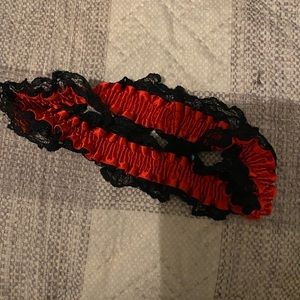 Red and black lace garter, one size